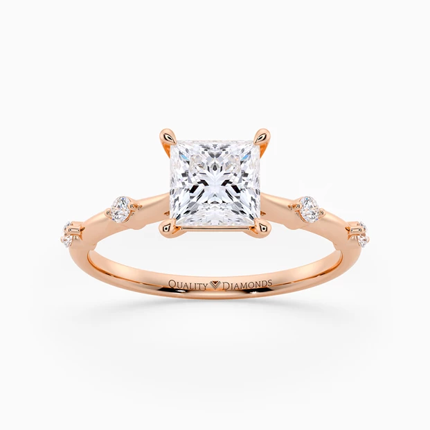 Diamond Set Princess Carys Diamond Ring in 9K Rose Gold
