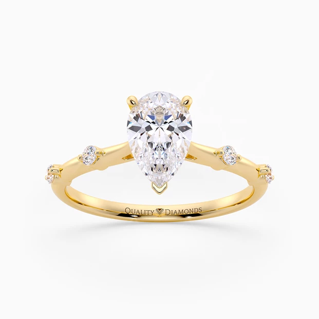 Diamond Set Pear Carys Diamond Ring in 9K Yellow Gold