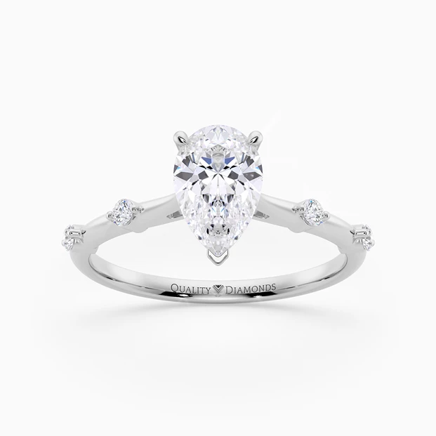 Diamond Set Pear Carys Diamond Ring in 9K White Gold