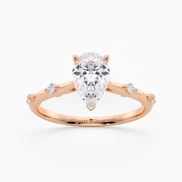 Diamond Set Pear Carys Diamond Ring in 9K Rose Gold