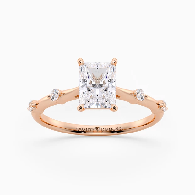 Diamond Set Radiant Carys Diamond Ring in 18K Rose Gold
