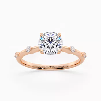 Diamond Set Round Brilliant Carys Diamond Ring in 18K Rose Gold