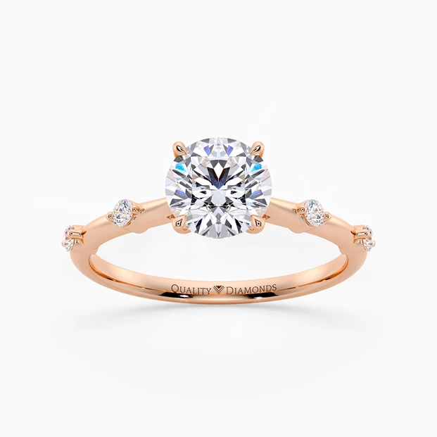 Diamond Set Round Brilliant Carys Diamond Ring in 18K Rose Gold
