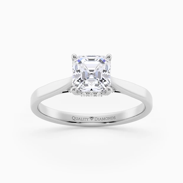 Diamond Set Asscher Clara Diamond Ring in Palladium