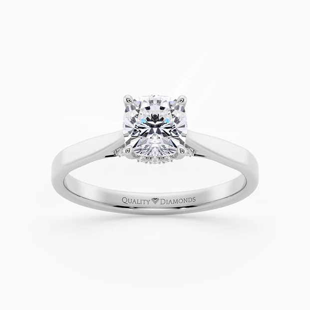 Diamond Set Cushion Clara Diamond Ring in Palladium