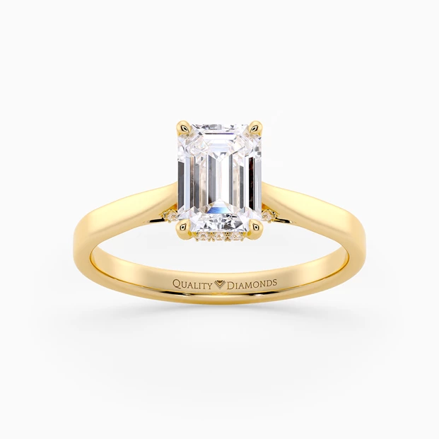 Diamond Set Emerald Clara Diamond Ring in 18K Yellow Gold