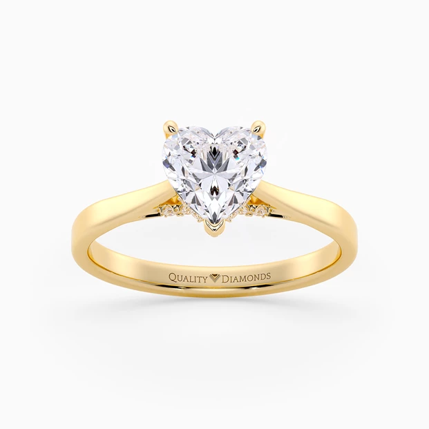 Diamond Set Heart Clara Diamond Ring in 9K Yellow Gold