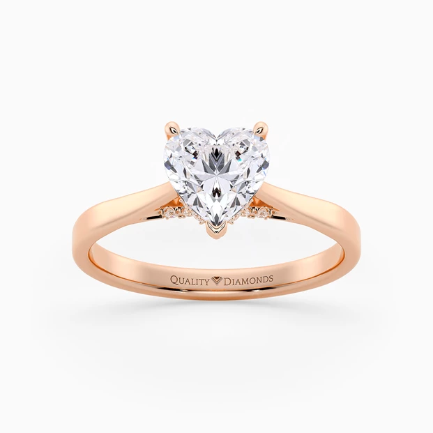 Diamond Set Heart Clara Diamond Ring in 18K Rose Gold