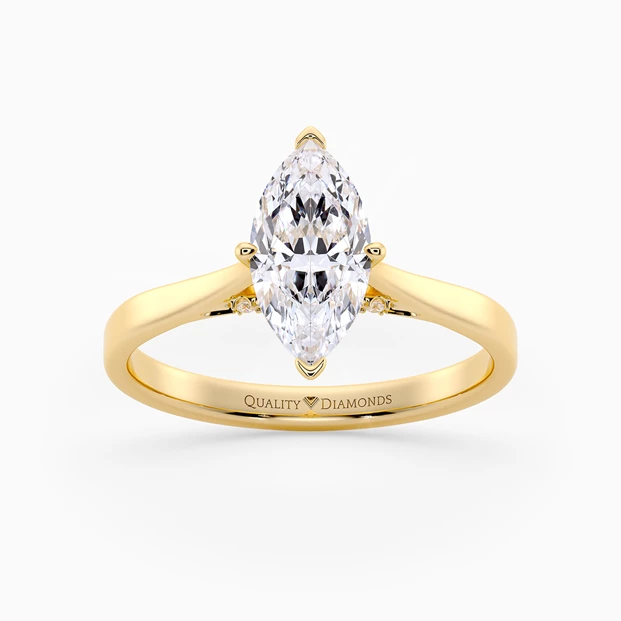 Diamond Set Marquise Clara Diamond Ring in 18K Yellow Gold