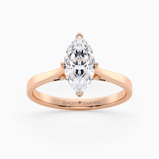Diamond Set Marquise Clara Diamond Ring in 18K Rose Gold