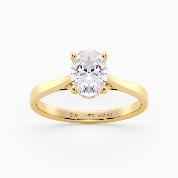 Diamond Set Oval Clara Diamond Ring in 9K Yellow Gold