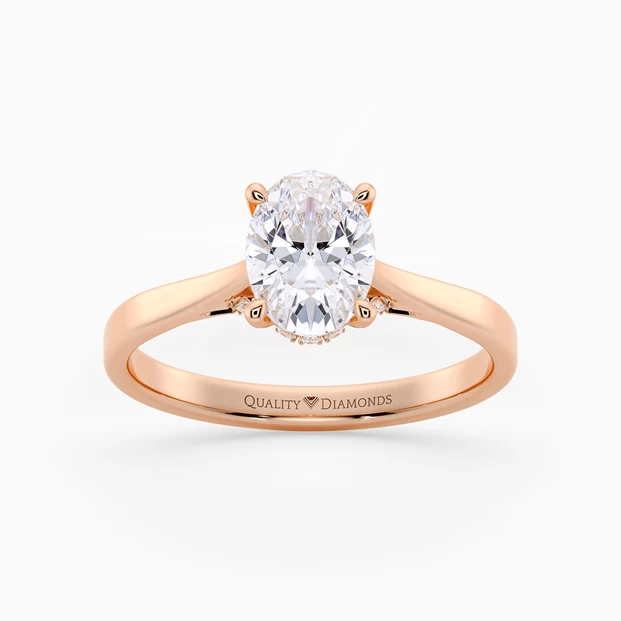 Diamond Set Oval Clara Diamond Ring in 9K Rose Gold