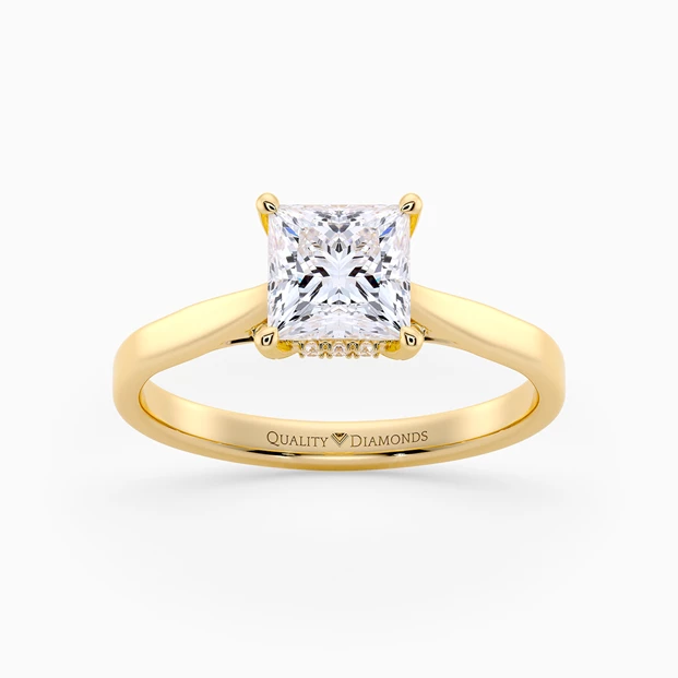 Diamond Set Princess Clara Diamond Ring in 18K Yellow Gold