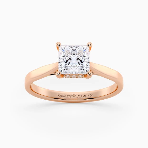 Diamond Set Princess Clara Diamond Ring in 9K Rose Gold