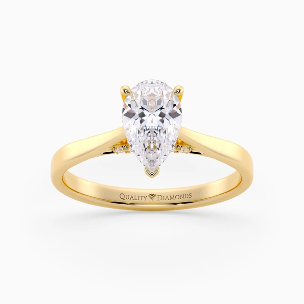 Diamond Set Pear Clara Diamond Ring in 9K Yellow Gold