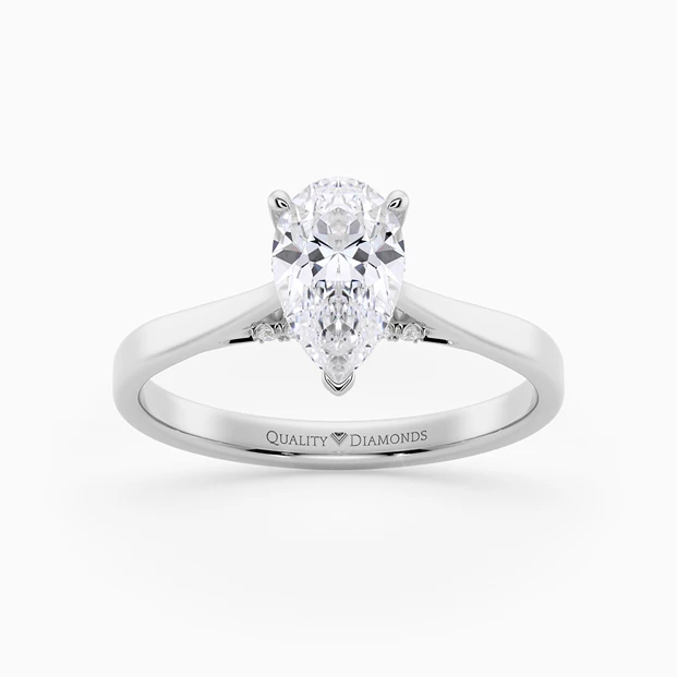 Diamond Set Pear Clara Diamond Ring in Palladium