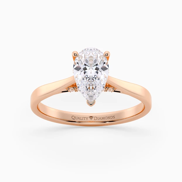Diamond Set Pear Clara Diamond Ring in 9K Rose Gold