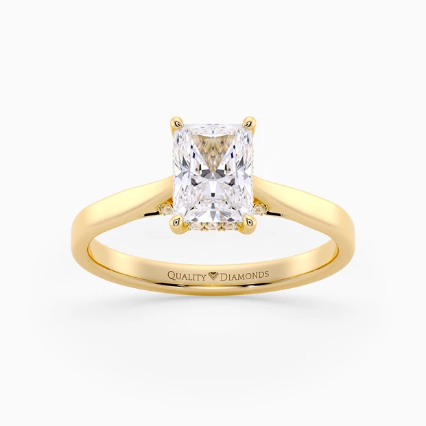 Diamond Set Radiant Clara Diamond Ring in 18K Yellow Gold