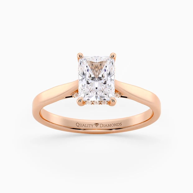 Diamond Set Radiant Clara Diamond Ring in 18K Rose Gold