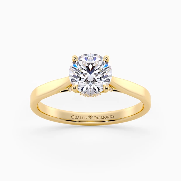Diamond Set Round Brilliant Clara Diamond Ring in 18K Yellow Gold