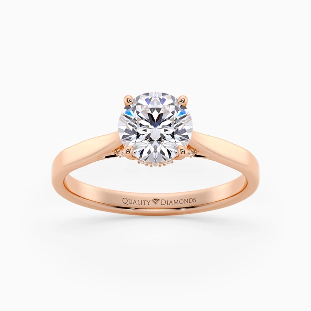 Diamond Set Round Brilliant Clara Diamond Ring in 18K Rose Gold