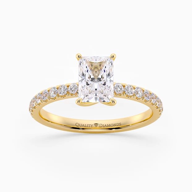 Diamond Set Radiant Abbracio Diamond Ring in 18K Yellow Gold