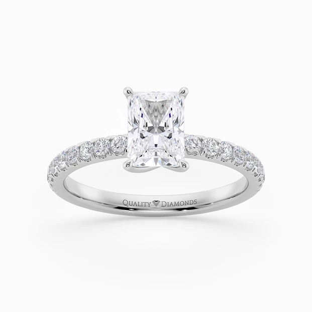 Diamond Set Radiant Abbracio Diamond Ring in 18K White Gold