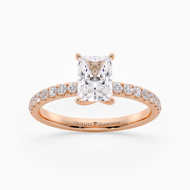 Diamond Set Radiant Abbracio Diamond Ring in 18K Rose Gold