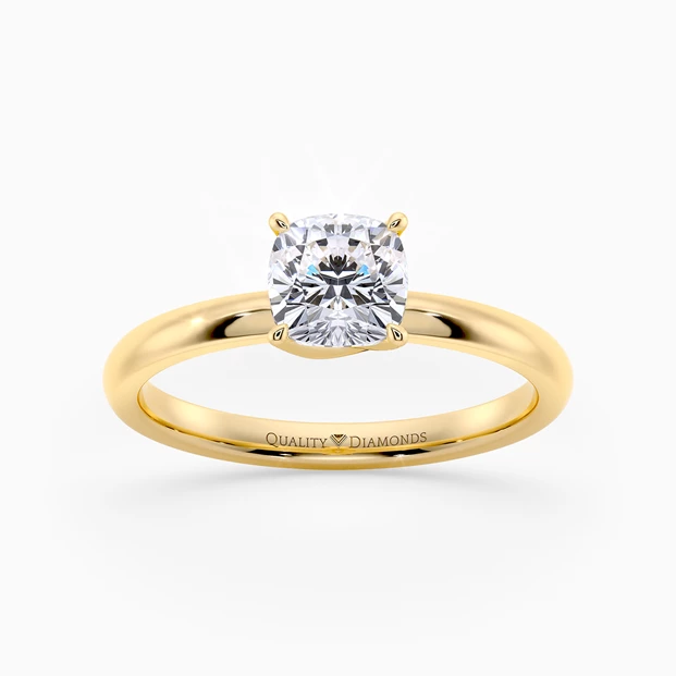 Cushion Abbraccio Diamond Ring in 18K Yellow Gold