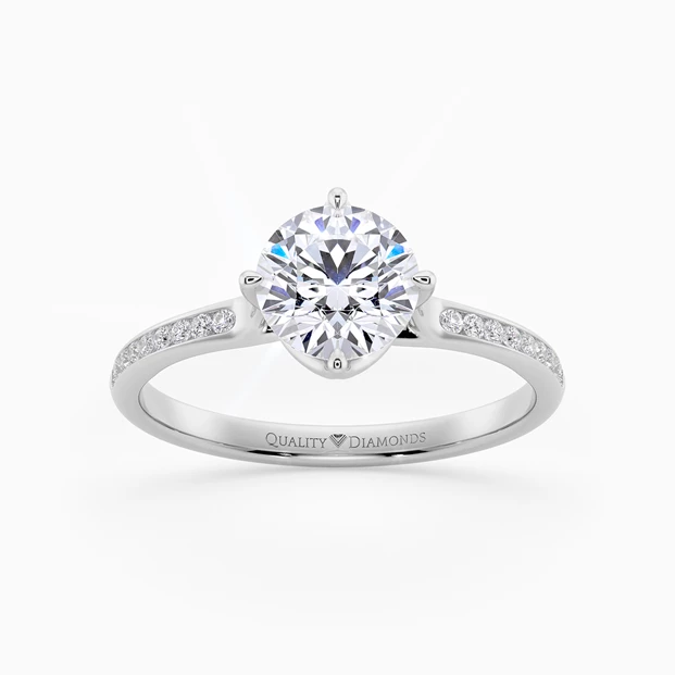 Diamond Set Round Brilliant Promessa Diamond Ring in Palladium 950