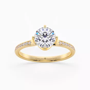 Diamond Set Round Brilliant Promessa Diamond Ring in 18K Yellow Gold