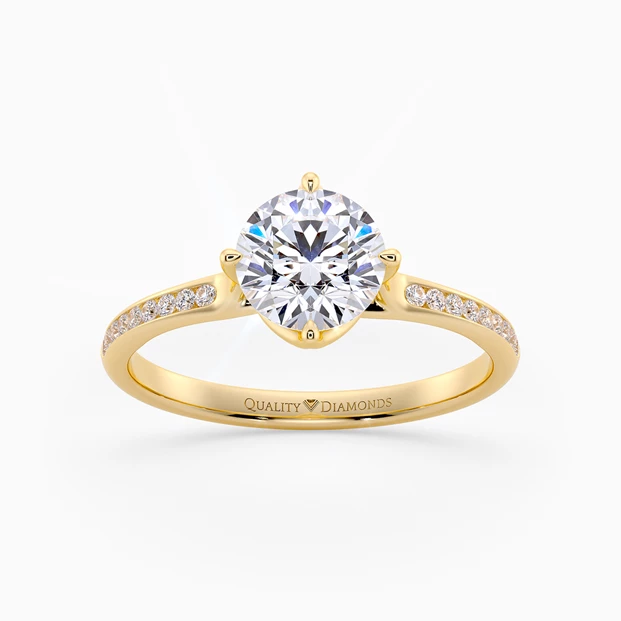 Diamond Set Round Brilliant Promessa Diamond Ring in 18K Yellow Gold