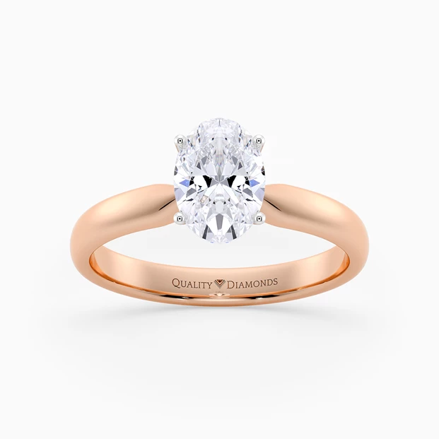 Oval Amia Diamond Ring in 18K Rose Gold