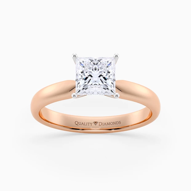 Princess Amia Diamond Ring in 9K Rose Gold