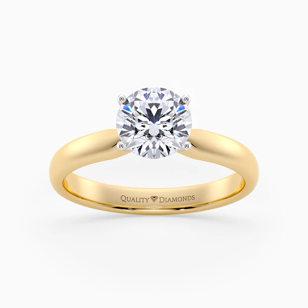 Round Brilliant Amia Diamond Ring in 9K Yellow Gold