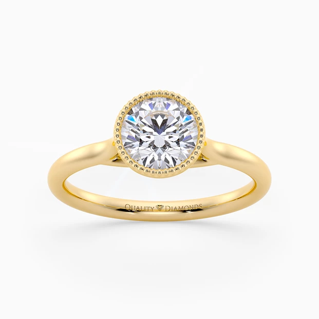 Round Brilliant Aura Diamond Ring in 18K Yellow Gold