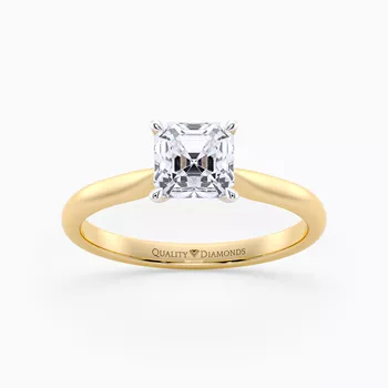 Asscher Beau Diamond Ring in 9K Yellow Gold