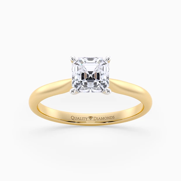 Asscher Beau Diamond Ring in 18K Yellow Gold