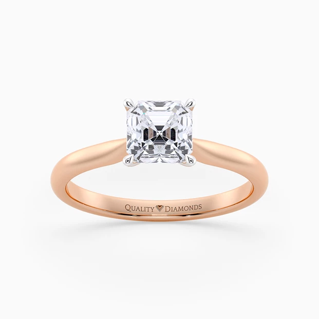 Asscher Beau Diamond Ring in 18K Rose Gold