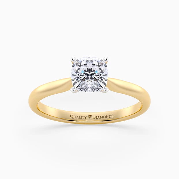 Cushion Beau Diamond Ring in 9K Yellow Gold