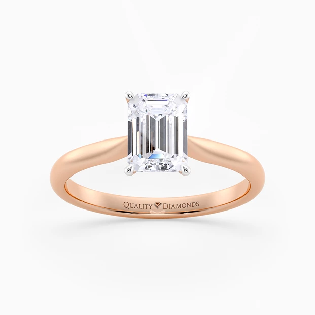 Emerald Beau Diamond Ring in 9K Rose Gold