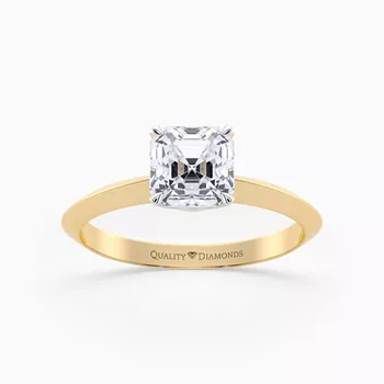 Asscher Carella Diamond Ring in 9K Yellow Gold