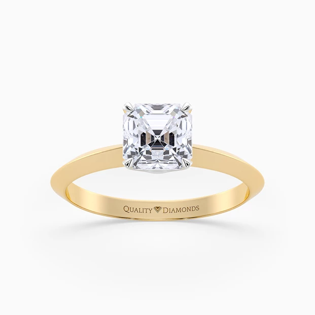 Asscher Carella Diamond Ring in 18K Yellow Gold