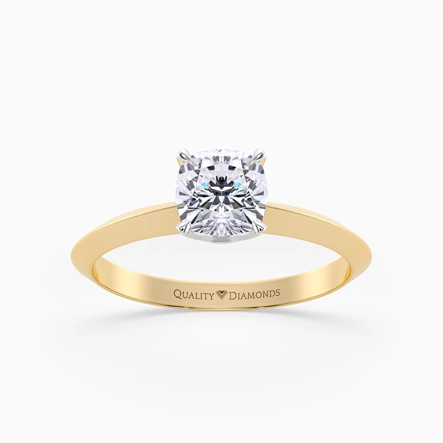 Cushion Carella Diamond Ring in 9K Yellow Gold