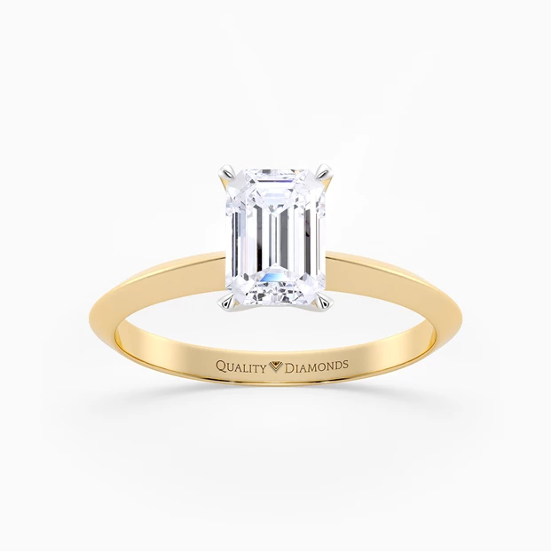 Emerald Carella Diamond Ring in 9K Yellow Gold