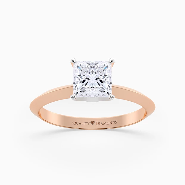 Princess Carella Diamond Ring in 18K Rose Gold