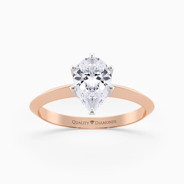 Pear Carella Diamond Ring in 9K Rose Gold