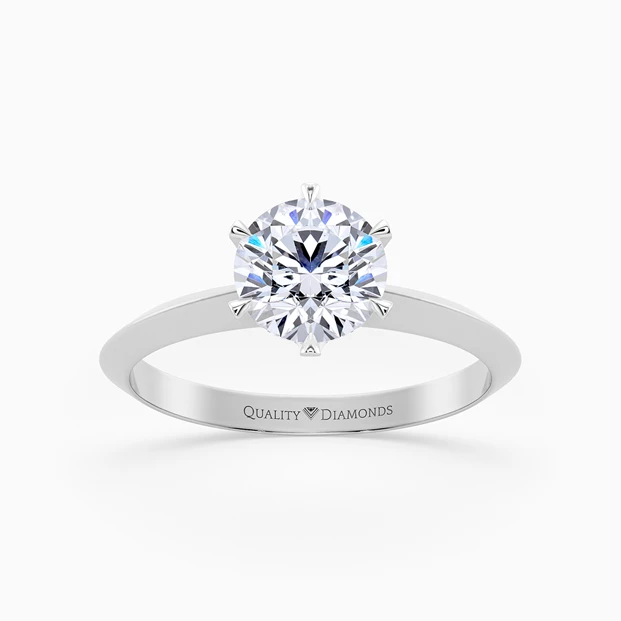 Round Brilliant Carella Diamond Ring in 9K White Gold