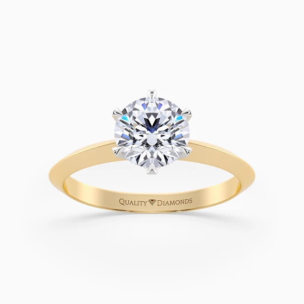 Round Brilliant Carella Diamond Ring in 9K Yellow Gold