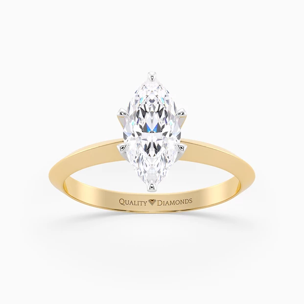 Marquise Carella Diamond Ring in 18K Yellow Gold